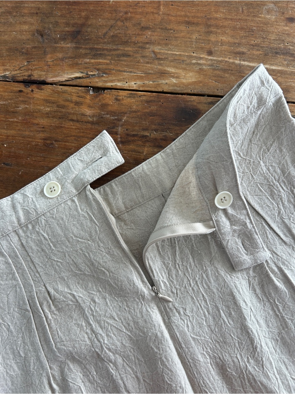 $275 Emma Rothkopf Linen Cotton Mini Pleated Tennis Skirt Large L Natural / Ecru - Picture 7 of 8